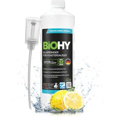 BIOHY Nettoyant pour vitres concentré (bouteille de 1 l) Solution de nettoyage pour robots de fenêtre et vitres, sans traces et sans traces, compatible avec Ecovacs Winbot, Kärcher BIOHY Nettoyant pour vitres concentré (bouteille de 1 l) Solution de nettoyage pour robots de fenêtre et vitres, sans traces et sans traces, compatible avec Ecovacs Winbot, Kärcher