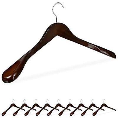 Relaxdays Lot de 10 cintres pour Costume Épaules Larges Crochet Rotatif à 360° Costume Cintre en Bois Marron foncé 10 Relaxdays Lot de 10 cintres pour Costume Épaules Larges Crochet Rotatif à 360° Costume Cintre en Bois Marron foncé 10