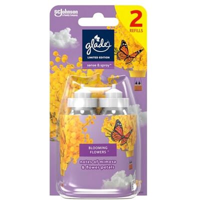 Glade Sense & Spray Lot de 2 recharges de désodorisant automatique activée par le mouvement et éliminateur d'odeurs pour la maison, fleurs en fleurs en fleurs (2 x 18 ml) Glade Sense & Spray Lot de 2 recharges de désodorisant automatique activée par le mouvement et éliminateur d'odeurs pour la maison, fleurs en fleurs en fleurs (2 x 18 ml)