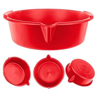 KADAX Bac de récupération d'huile avec bec verseur de 8 l, bac de vidange d'huile Ø 39 cm, bac multi-usages, en plastique, bac de nettoyage, pour changement d'huile avec poignées de transport, rouge KADAX Bac de récupération d'huile avec bec verseur de 8 l, bac de vidange d'huile Ø 39 cm, bac multi-usages, en plastique, bac de nettoyage, pour changement d'huile avec poignées de transport, rouge