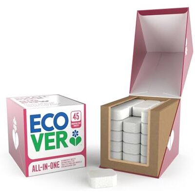 Ecover Tablettes tout-en-un pour lave-vaisselle, sel et rinçage tout-en-un pour lave-vaisselle, parfum mandarine et citronnelle, lot de 1, 45 comprimés. Ecover Tablettes tout-en-un pour lave-vaisselle, sel et rinçage tout-en-un pour lave-vaisselle, parfum mandarine et citronnelle, lot de 1, 45 comprimés.