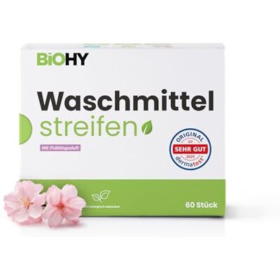 BIOHY Lessive feuilles avec parfum de printemps (1 x 60 pièces) Lessive universelle durable sans plastique Papier de lavage 100 % biodégradable Bandes de lessive solubles dans l'eau BIOHY Lessive feuilles avec parfum de printemps (1 x 60 pièces) Lessive universelle durable sans plastique Papier de lavage 100 % biodégradable Bandes de lessive solubles dans l'eau