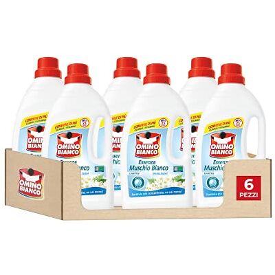 Omino Bianco Lessive liquide fraîche, parfum frais avec essence de musc blanc, 138 lavages, 1150 ml x 6 paquets Omino Bianco Lessive liquide fraîche, parfum frais avec essence de musc blanc, 138 lavages, 1150 ml x 6 paquets
