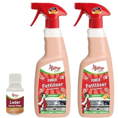 Poliboy Power Dégraissant – Nettoyant de cuisine – Idéal comme dégraissant dans la cuisine – 2 x 500 ml – Avec échantillon de produit – Fabriqué en Allemagne Poliboy Power Dégraissant – Nettoyant de cuisine – Idéal comme dégraissant dans la cuisine – 2 x 500 ml – Avec échantillon de produit – Fabriqué en Allemagne