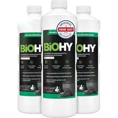 BIOHY Nettoyant concentré pour robots laveur, à faible mousse, au parfum d'orange, prolonge la durée de vie de la station d'aspiration, adapté aux stations de nettoyage, sols, 3 x 1 l BIOHY Nettoyant concentré pour robots laveur, à faible mousse, au parfum d'orange, prolonge la durée de vie de la station d'aspiration, adapté aux stations de nettoyage, sols, 3 x 1 l