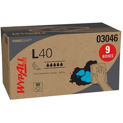 Wypall Kimberly-Clark Professional L40 Essuie-glaces pop-up Blanc 10,8 x 10 cm 90 par boîte (03046) Wypall Kimberly-Clark Professional L40 Essuie-glaces pop-up Blanc 10,8 x 10 cm 90 par boîte (03046)