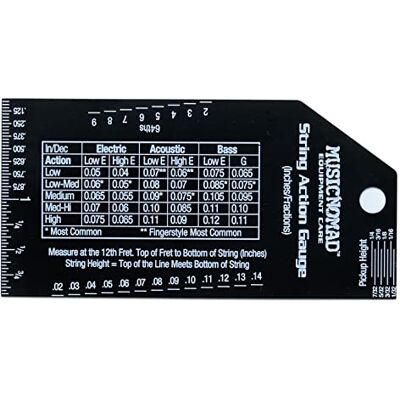 MusicNomad MN602 Precision String Action Gauge Ruler for String Height- Metric, SAE, 64ths Outils pour instruments MusicNomad MN602 Precision String Action Gauge Ruler for String Height- Metric, SAE, 64ths Outils pour instruments