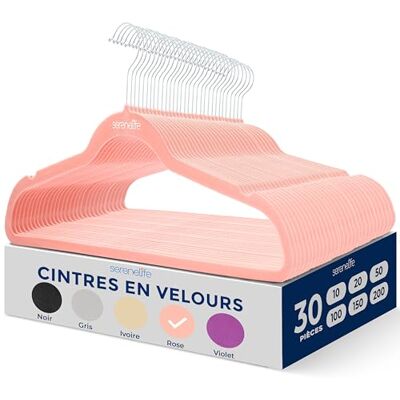 SereneLife Cintres Velours Antidérapants 360° – Lot de 30 Cintres Fins et Solides avec Crochet Pivotant en Métal – Pour Vestes, Robes, Pantalons – Supportent jusqu’à 4,5 kg – Gain de Place SereneLife Cintres Velours Antidérapants 360° – Lot de 30 Cintres Fins et Solides avec Crochet Pivotant en Métal – Pour Vestes, Robes, Pantalons – Supportent jusqu’à 4,5 kg – Gain de Place