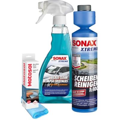 SONAX XTREME ScheibenKlar Édition spéciale Miami Race (1 litre) Nettoyant puissant pour vitres pour enlever la saleté sur les vitres et pour une surface en verre mieux mouillée. SONAX XTREME ScheibenKlar Édition spéciale Miami Race (1 litre) Nettoyant puissant pour vitres pour enlever la saleté sur les vitres et pour une surface en verre mieux mouillée.