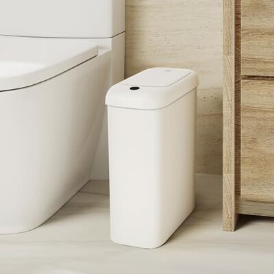 EKO Poubelle automatique de salle de bain avec couvercle, 9 litres, fine, sans contact, poubelle étanche avec détecteur de mouvement, pour salle de bain, bureau, cuisine, blanc EKO Poubelle automatique de salle de bain avec couvercle, 9 litres, fine, sans contact, poubelle étanche avec détecteur de mouvement, pour salle de bain, bureau, cuisine, blanc