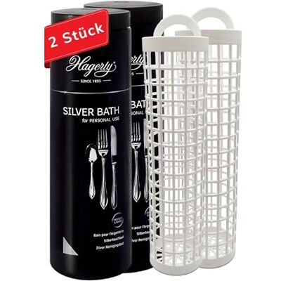 Hagerty Silver Bath Lot de 2 bains de nettoyage pour argent avec protection anti-ternissement 580 ml chacun I Nettoyant efficace pour couverts en argent et métal argenté I Bain de nettoyage pour Hagerty Silver Bath Lot de 2 bains de nettoyage pour argent avec protection anti-ternissement 580 ml chacun I Nettoyant efficace pour couverts en argent et métal argenté I Bain de nettoyage pour