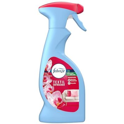 Febreze Désodorisant textile 375 ml orchidée thaïlandaise, avec technologie d'air frais, élimine les odeurs de vos textiles et laisse un parfum frais Febreze Désodorisant textile 375 ml orchidée thaïlandaise, avec technologie d'air frais, élimine les odeurs de vos textiles et laisse un parfum frais