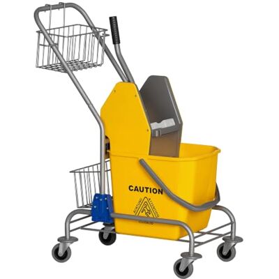HOMCOM Chariot de Ménage Chariot de Lavage Seau 26 L 73 x 45 x 95 cm Jaune Chariot de Nettoyage Professionnel, Presse à Mâchoire, Panier de Rangements HOMCOM Chariot de Ménage Chariot de Lavage Seau 26 L 73 x 45 x 95 cm Jaune Chariot de Nettoyage Professionnel, Presse à Mâchoire, Panier de Rangements
