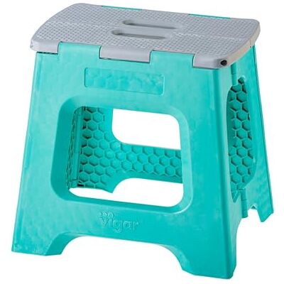 VIGAR Compact Marchepied Pliant pour la Maison, 32 cm, Turquoise Léger, Gain de place, Poignée de transport intégrée, Supporte jusqu'à 150 kg, Idéal pour les toilettes et les camping-cars VIGAR Compact Marchepied Pliant pour la Maison, 32 cm, Turquoise Léger, Gain de place, Poignée de transport intégrée, Supporte jusqu'à 150 kg, Idéal pour les toilettes et les camping-cars