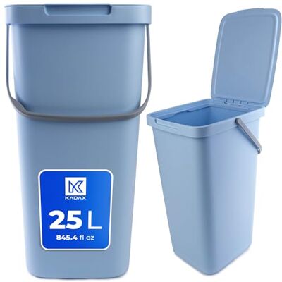 KADAX Poubelle en plastique avec couvercle rabattable et poignée, collecteur de déchets rectangulaire, pour le tri sélectif (bleu, 25 l) KADAX Poubelle en plastique avec couvercle rabattable et poignée, collecteur de déchets rectangulaire, pour le tri sélectif (bleu, 25 l)