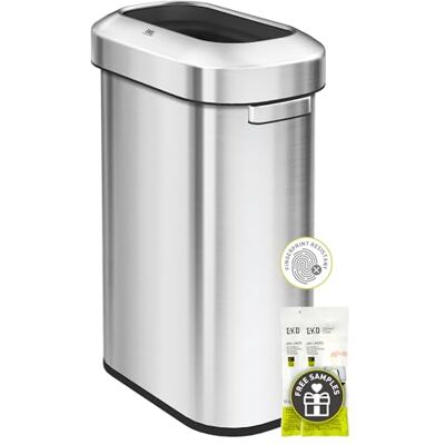 EKO Urban Poubelle de cuisine fine en acier inoxydable à couvercle ouvert de 90 litres, grande poubelle de cuisine robuste de qualité commerciale pour la maison, le bureau, l'hôtel, le café, le EKO Urban Poubelle de cuisine fine en acier inoxydable à couvercle ouvert de 90 litres, grande poubelle de cuisine robuste de qualité commerciale pour la maison, le bureau, l'hôtel, le café, le
