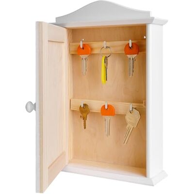 Creative Boîte a Clés Murale en Bois Blanc avec 6 Crochets 20 x 6 x 29,5 cm Armoire à Clés Idéal Rangement, Découpage et Décoration Organiseur Boite de Rangement pour Porte Clés Creative Boîte a Clés Murale en Bois Blanc avec 6 Crochets 20 x 6 x 29,5 cm Armoire à Clés Idéal Rangement, Découpage et Décoration Organiseur Boite de Rangement pour Porte Clés