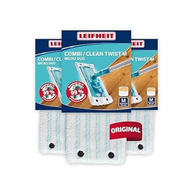 Leifheit Lot de 3 Housses Clean Twist/Combi M Micro Duo, Housse de Rechange en Microfibres pour Balai à Plat Combi, Housse absorbante pour Balai serpillère Leifheit Lot de 3 Housses Clean Twist/Combi M Micro Duo, Housse de Rechange en Microfibres pour Balai à Plat Combi, Housse absorbante pour Balai serpillère