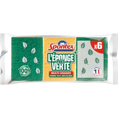 Spontex Gratte-Eponge très Verte – 6 Éponges Grattantes Vertes – Résistante et Eco-responsabile Composées de Fibres 100% recyclées Spontex Gratte-Eponge très Verte – 6 Éponges Grattantes Vertes – Résistante et Eco-responsabile Composées de Fibres 100% recyclées
