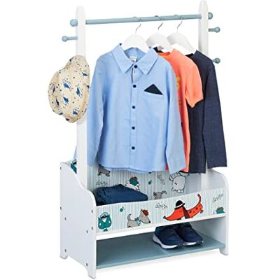 Relaxdays Porte-vêtements pour enfants, H x l x P : 101 x 71 x 30 cm, 4 crochets, 2 étagères, penderie, tringle à vêtements pour chambre d'enfant, multicolore Relaxdays Porte-vêtements pour enfants, H x l x P : 101 x 71 x 30 cm, 4 crochets, 2 étagères, penderie, tringle à vêtements pour chambre d'enfant, multicolore