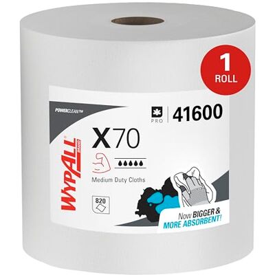Wypall Chiffons X70 8348 1 rouleau de 870 chiffons, 1 épaisseur, blancs Wypall Chiffons X70 8348 1 rouleau de 870 chiffons, 1 épaisseur, blancs