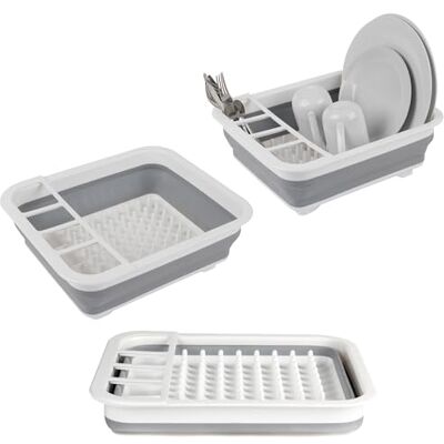 Beldray Collapsible Dish Drainer With Cutlery Divider, Foldable For Compact Storage, Plastic Sink Drying Rack, Countertop Space Saving Design For Caravans, Motorhomes, Easy Clean, Grey Beldray Collapsible Dish Drainer With Cutlery Divider, Foldable For Compact Storage, Plastic Sink Drying Rack, Countertop Space Saving Design For Caravans, Motorhomes, Easy Clean, Grey