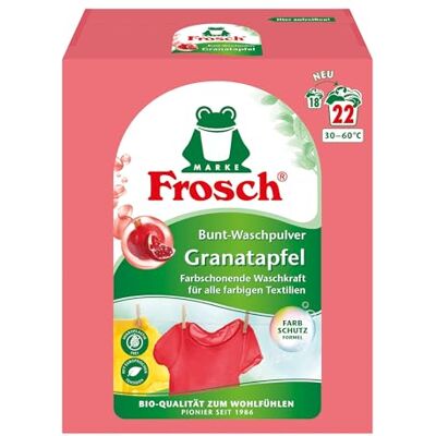 FROSCH Granatapfel Lessive en poudre colorée (22 lavages), lessive colorée contre les taches les plus tenaces, protection de la couleur, 1,45 kg, 1,45 kg FROSCH Granatapfel Lessive en poudre colorée (22 lavages), lessive colorée contre les taches les plus tenaces, protection de la couleur, 1,45 kg, 1,45 kg