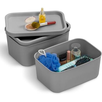 Iris Ohyama , Lot de 3 Boites de Rangement en Plastique avec Couvercle non Clipsable, Empilables, pour Cuisine, Salle de Bain, Chambre, Dressing, bureau, Organisation Solide & Durable, SNL-S Iris Ohyama , Lot de 3 Boites de Rangement en Plastique avec Couvercle non Clipsable, Empilables, pour Cuisine, Salle de Bain, Chambre, Dressing, bureau, Organisation Solide & Durable, SNL-S