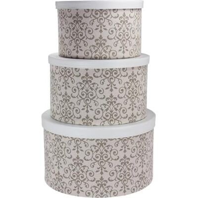 Household Essentials Ménage Essentials de boîte à Chapeau 3 pièces avec couvercles en Simili Cuir, Motif Floral Household Essentials Ménage Essentials de boîte à Chapeau 3 pièces avec couvercles en Simili Cuir, Motif Floral