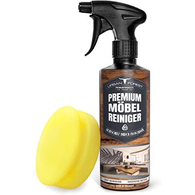 URBAN FOREST Kit économique nettoyant pour meubles + éponge, 500 ml Pour meubles, surfaces vernies, plastique, cuir synthétique, pierres naturelles et artificielles, cuir URBAN FOREST Kit économique nettoyant pour meubles + éponge, 500 ml Pour meubles, surfaces vernies, plastique, cuir synthétique, pierres naturelles et artificielles, cuir