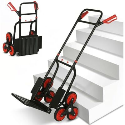 HOMCOM DURHAND Diable d'Escalier Pliable 120 kg 6 Roues Robuste en Acier Rouge Diable Déménagement, Cordes Télescopiques, Chariot de Transport pour Entrepôt, Aéroport, Objets Volumineux & Lourds HOMCOM DURHAND Diable d'Escalier Pliable 120 kg 6 Roues Robuste en Acier Rouge Diable Déménagement, Cordes Télescopiques, Chariot de Transport pour Entrepôt, Aéroport, Objets Volumineux & Lourds