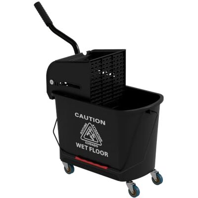 HOMCOM Chariot de Nettoyage 20 L avec Essoreur 60L x 27l x 70,5H cm Noir Lavage Seau de Ménage, Séparateur Eau Sale Propre HOMCOM Chariot de Nettoyage 20 L avec Essoreur 60L x 27l x 70,5H cm Noir Lavage Seau de Ménage, Séparateur Eau Sale Propre
