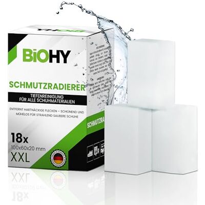 BIOHY Lot de 18 éponges magiques anti-taches Éponges de nettoyage pour cuisine, salle de bain, verre, murs et voiture, contre les taches tenaces sans produits chimiques BIOHY Lot de 18 éponges magiques anti-taches Éponges de nettoyage pour cuisine, salle de bain, verre, murs et voiture, contre les taches tenaces sans produits chimiques