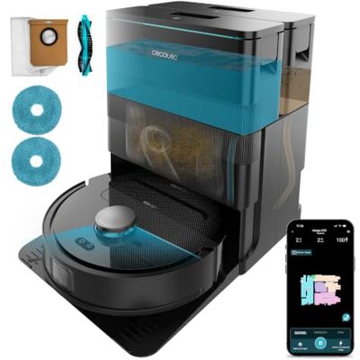 Cecotec Robot Aspirateur et Lave-Vaisseau avec Base Autovidage et App Conga X50 X-Treme. Navigation Laser, Cartographie Interactive, 15000Pa, Autonomie 240 min, Moci levables, Base avec 3 réservoirs Cecotec Robot Aspirateur et Lave-Vaisseau avec Base Autovidage et App Conga X50 X-Treme. Navigation Laser, Cartographie Interactive, 15000Pa, Autonomie 240 min, Moci levables, Base avec 3 réservoirs