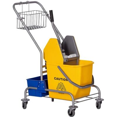 HOMCOM Chariot nettoyage 25L avec essoreuse 4 roues Jaune Seau mobile, seau serpillère, chariot de serpillère, crochet à serpillère, chariot ménager HOMCOM Chariot nettoyage 25L avec essoreuse 4 roues Jaune Seau mobile, seau serpillère, chariot de serpillère, crochet à serpillère, chariot ménager