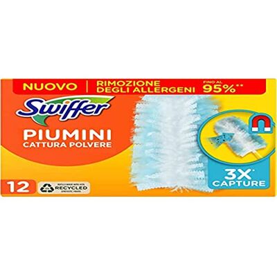 Swiffer Duster Doudounes Capture-poussière, 12 couettes, attrape et piège la poussière et la saleté, atteint les points les plus difficiles de la maison, jusqu'à 95% d'allergènes en moins Swiffer Duster Doudounes Capture-poussière, 12 couettes, attrape et piège la poussière et la saleté, atteint les points les plus difficiles de la maison, jusqu'à 95% d'allergènes en moins