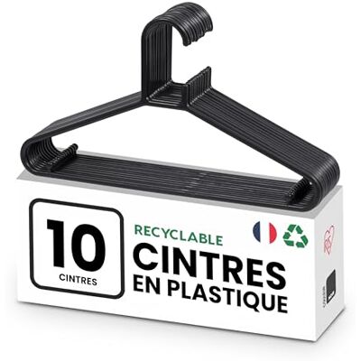 Iris Ohyama , Cintres plastique, Lot de 10 cintres, Cintre gain de place pour vêtements, Noir, Sans BPA, Placards, Chemises, Manteaux, Cravates, Robes, Pantalons, Epais, Résistants, CHM-39 Iris Ohyama , Cintres plastique, Lot de 10 cintres, Cintre gain de place pour vêtements, Noir, Sans BPA, Placards, Chemises, Manteaux, Cravates, Robes, Pantalons, Epais, Résistants, CHM-39