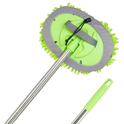Relaxdays Balai télescopique de nettoyage voiture, 2 en 1, 160 cm, microfibre, pour entretien véhicule, vert argenté Relaxdays Balai télescopique de nettoyage voiture, 2 en 1, 160 cm, microfibre, pour entretien véhicule, vert argenté