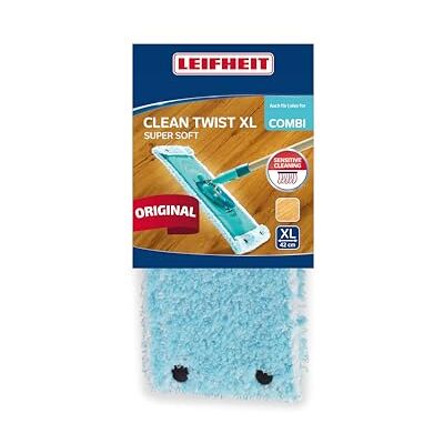 Leifheit Housse lave-sol Clean Twist XL extra soft, housse de rechange en fibres spéciales, idéale pour les sols fragiles, housse pour balai nettoyante avec absorption d’eau minimale Leifheit Housse lave-sol Clean Twist XL extra soft, housse de rechange en fibres spéciales, idéale pour les sols fragiles, housse pour balai nettoyante avec absorption d’eau minimale