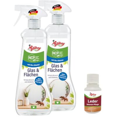 Poliboy Nettoyant bio pour vitres et surfaces – Nettoyant pour vitres pour surfaces sans traces – 2 x 500 ml – Avec échantillon de produit – Fabriqué en Allemagne Poliboy Nettoyant bio pour vitres et surfaces – Nettoyant pour vitres pour surfaces sans traces – 2 x 500 ml – Avec échantillon de produit – Fabriqué en Allemagne