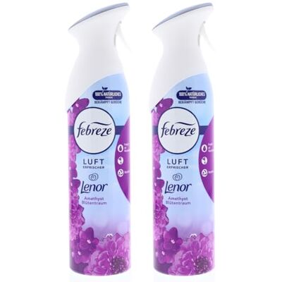 Febreze Lot de 2 désodorisants Lenor Améthyste Rêve de fleurs 300 ml chacun Élimine les odeurs Febreze Lot de 2 désodorisants Lenor Améthyste Rêve de fleurs 300 ml chacun Élimine les odeurs