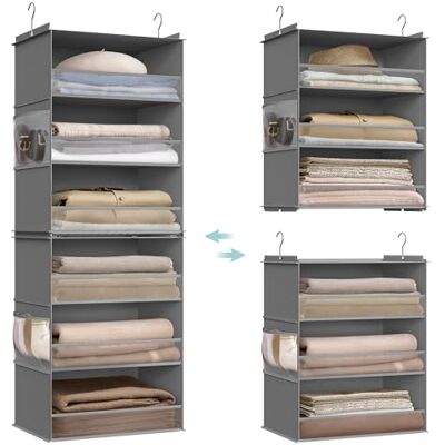 SONGMICS Étagère Suspendue, Penderie, Pliable, Gain de Place, Crochets en Métal, Plaque de Renfort en Bambou, Gris Tourterelle RCH007G01 SONGMICS Étagère Suspendue, Penderie, Pliable, Gain de Place, Crochets en Métal, Plaque de Renfort en Bambou, Gris Tourterelle RCH007G01