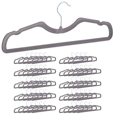 Relaxdays Lot de 50 cintres en velours, antidérapants, peu encombrants, largeur : 42,5 cm, barre pour pantalon et encoches, cintres en velours, gris Relaxdays Lot de 50 cintres en velours, antidérapants, peu encombrants, largeur : 42,5 cm, barre pour pantalon et encoches, cintres en velours, gris