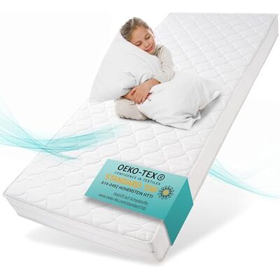 Sun Matelas Enfant 80x160 cm H3 Mousse de Confort Certifié OEKO-TEX 100 Housse Lavable Matelas Enfant avec Finition Climatique Modèle P1440 ComfortPur Sun Matelas Enfant 80x160 cm H3 Mousse de Confort Certifié OEKO-TEX 100 Housse Lavable Matelas Enfant avec Finition Climatique Modèle P1440 ComfortPur