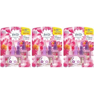 Febreze 3Volution Lot de 6 recharges pour désodorisant Pivoine et cèdre 20 ml Febreze 3Volution Lot de 6 recharges pour désodorisant Pivoine et cèdre 20 ml