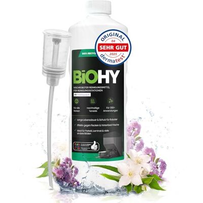 BIOHY Nettoyant pour robots aspirateurs parfum frais de printemps (1 bouteille de 1 litre) + doseur, spécialement conçu pour les stations de nettoyage, prolonge la durée de vie BIOHY Nettoyant pour robots aspirateurs parfum frais de printemps (1 bouteille de 1 litre) + doseur, spécialement conçu pour les stations de nettoyage, prolonge la durée de vie