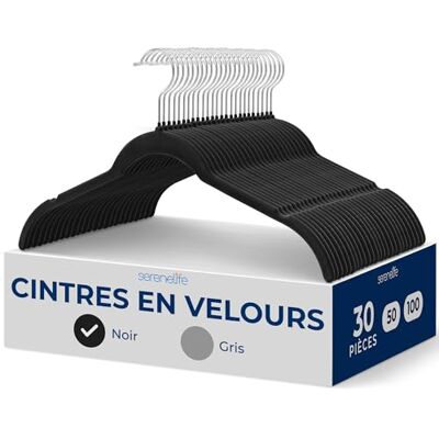 SereneLife Perches en Velours pour Chemises, Pack de 30, Antidérapantes, Crochet pivotant, Design Mince, Idéales pour t-Shirts, Vestes, Blouses et Robes à Bretelles SereneLife Perches en Velours pour Chemises, Pack de 30, Antidérapantes, Crochet pivotant, Design Mince, Idéales pour t-Shirts, Vestes, Blouses et Robes à Bretelles