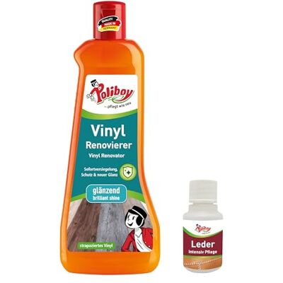 Poliboy Rénovateur de vinyle Traitement de sol pour vinyle, PVC et linoléum Revêtement de sol pour protection, nouvelle brillance et remplissage des rayures 1 x 500 ml Avec échantillon de Poliboy Rénovateur de vinyle Traitement de sol pour vinyle, PVC et linoléum Revêtement de sol pour protection, nouvelle brillance et remplissage des rayures 1 x 500 ml Avec échantillon de