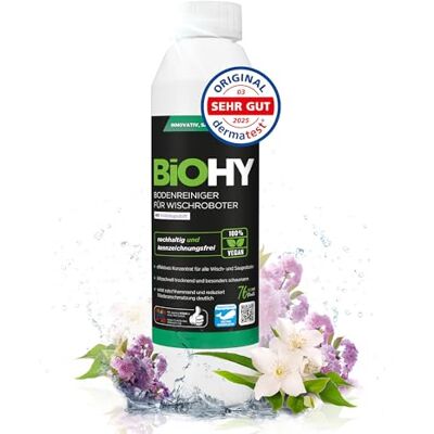 BIOHY Nettoyant de sol pour tous les robots de nettoyage avec parfum printanier (250 ml) Nettoyant concentré pour tous les robots de nettoyage et aspirateurs avec fonction humide Faible mousse et BIOHY Nettoyant de sol pour tous les robots de nettoyage avec parfum printanier (250 ml) Nettoyant concentré pour tous les robots de nettoyage et aspirateurs avec fonction humide Faible mousse et