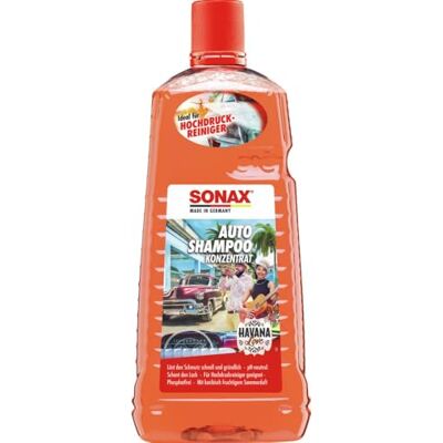 SONAX Le shampooing concentré Havana Love (2 litres) pénètre et dissout la saleté en profondeur, sans attaquer la couche protectrice de cire N° d'article 03285410 SONAX Le shampooing concentré Havana Love (2 litres) pénètre et dissout la saleté en profondeur, sans attaquer la couche protectrice de cire N° d'article 03285410